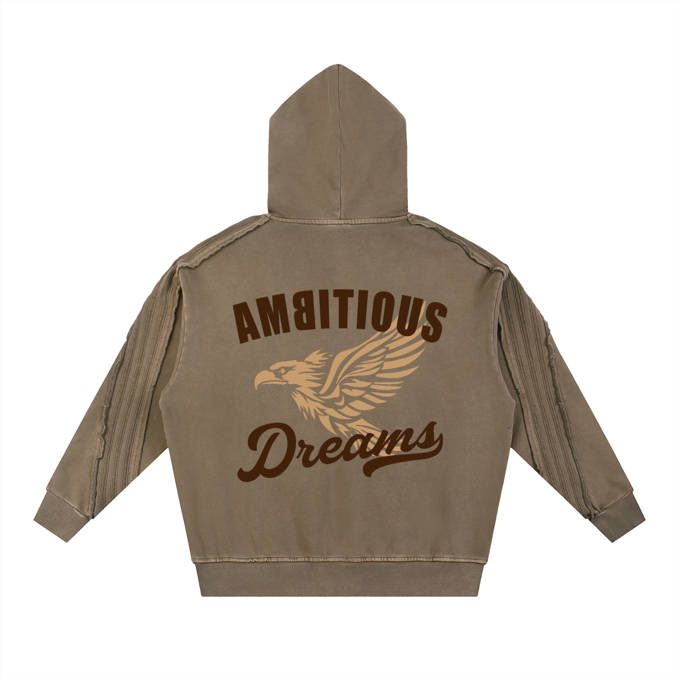 Ambitious Dreams Snow Washed Tape Raw Edge Hoodie