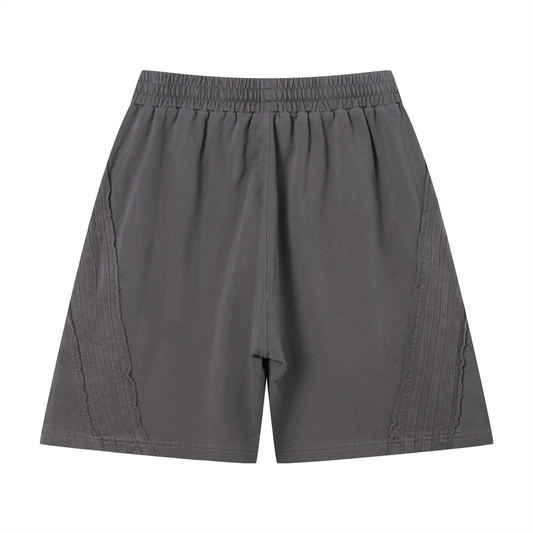 Ambitous Dreams Unisex Vintage Wash Raw Edge Shorts (White)