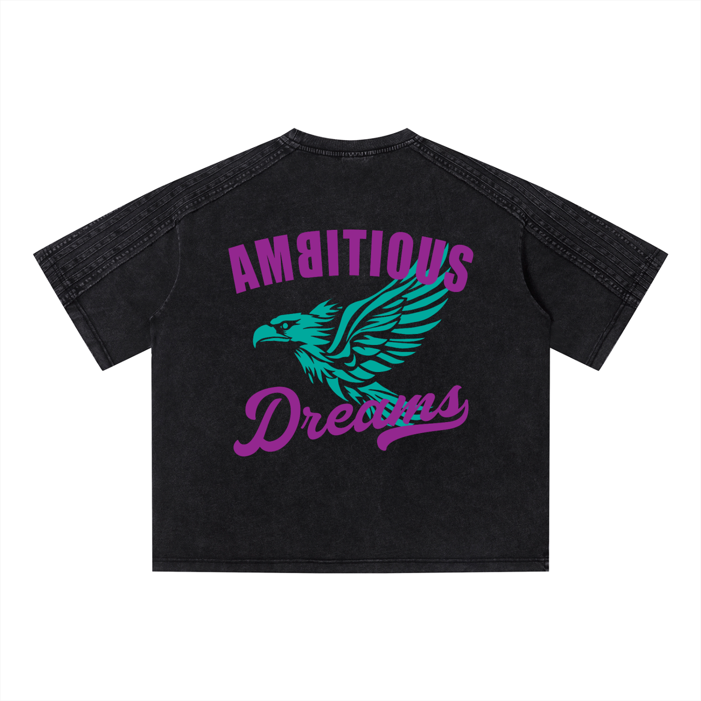 Ambitous Dreams Unisex Vintage Wash Boxy T-Shirt (Purple/Turqoise)