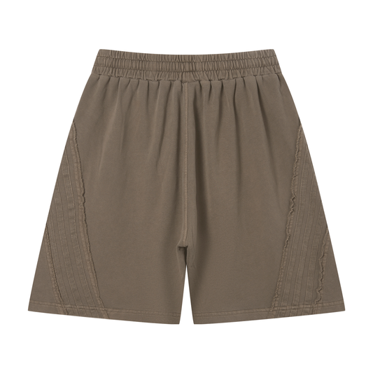 Ambitious Dreams Unisex Vintage Wash Raw Edge Shorts (Brown/Tan)