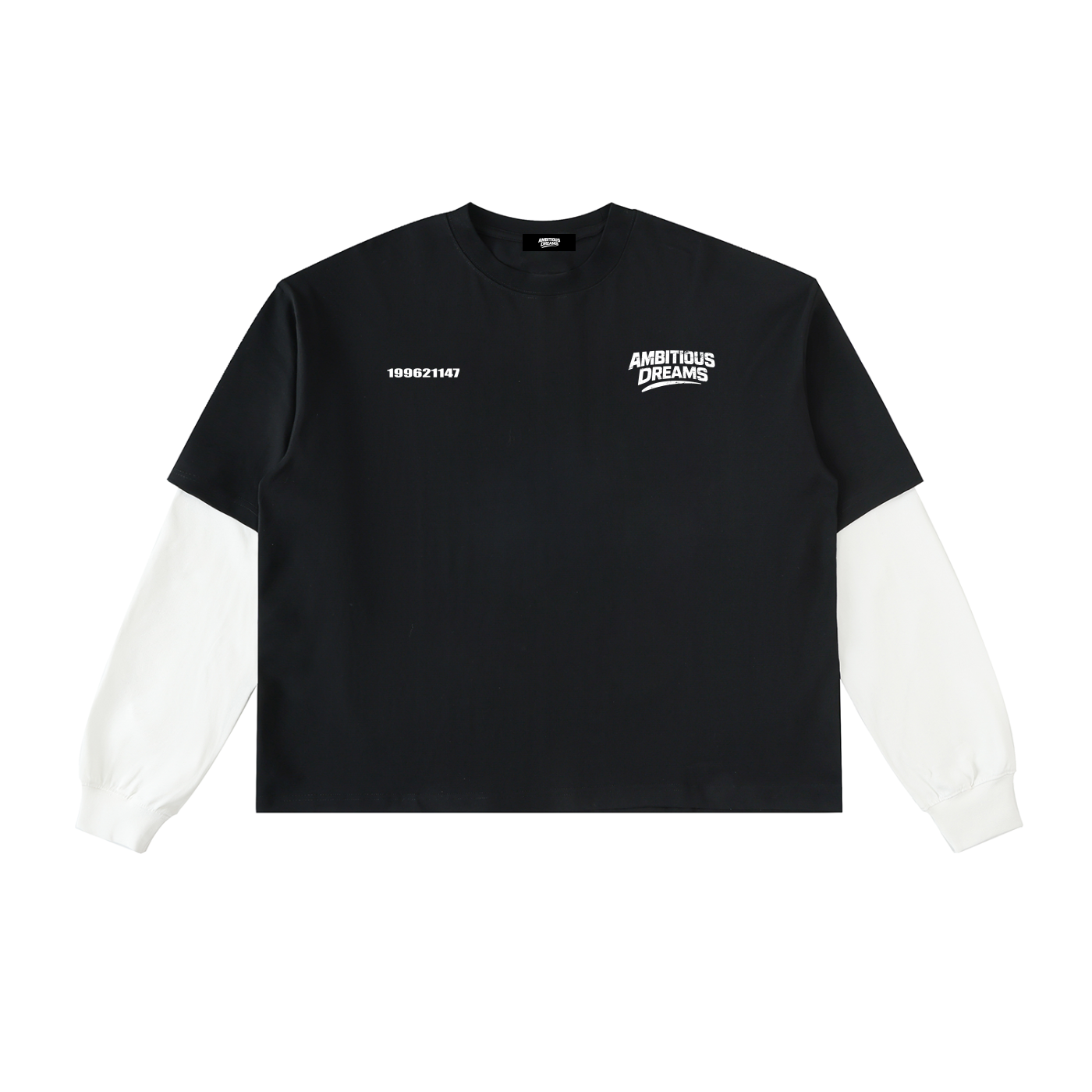 Ambitious Dreams "Define Ambitious Dreams" Layered Contrast Sleeve Cotton T-Shirt