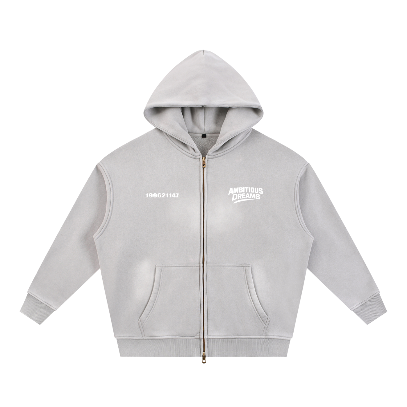 Ambitious Dreams Sunfade Two-way Zipper Boxy Fleece Hoodie