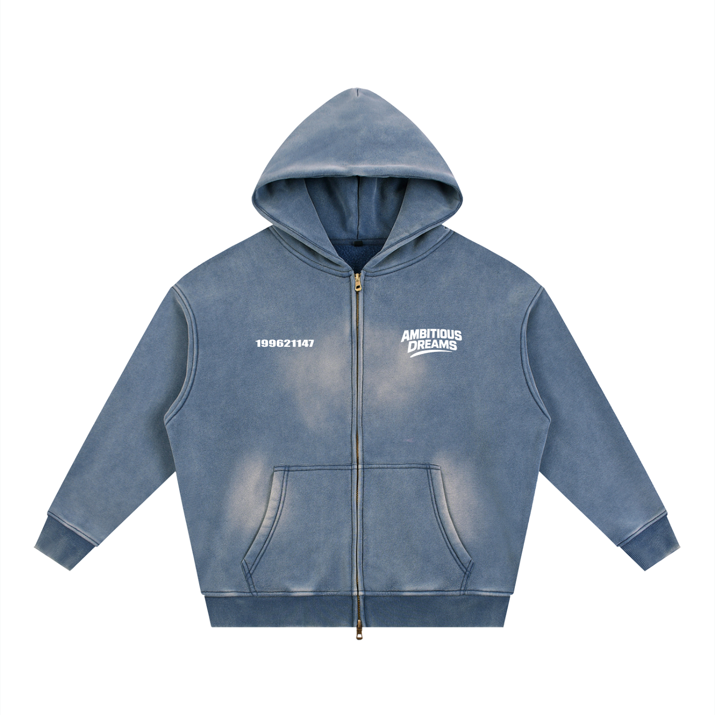 Ambitious Dreams Sunfade Two-way Zipper Boxy Fleece Hoodie
