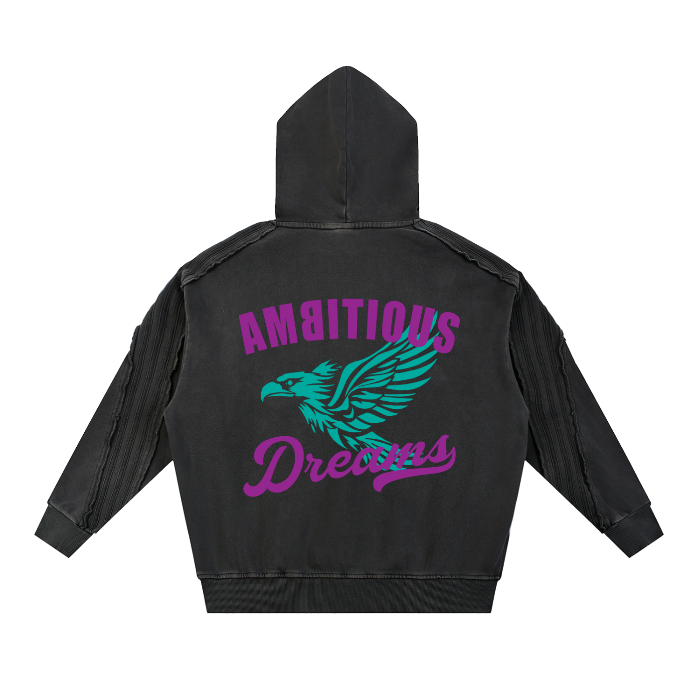 Ambitious Dreams Snow Washed Tape Raw Edge Hoodie