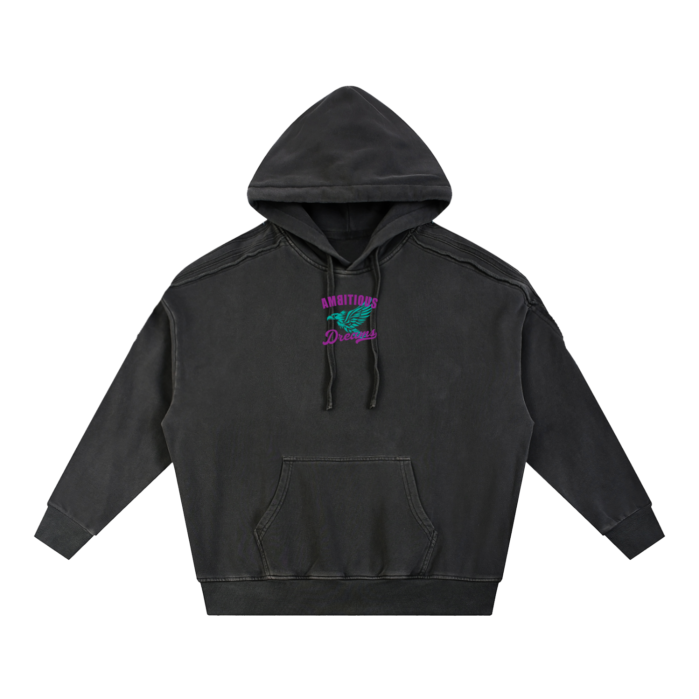 Ambitious Dreams Snow Washed Tape Raw Edge Hoodie
