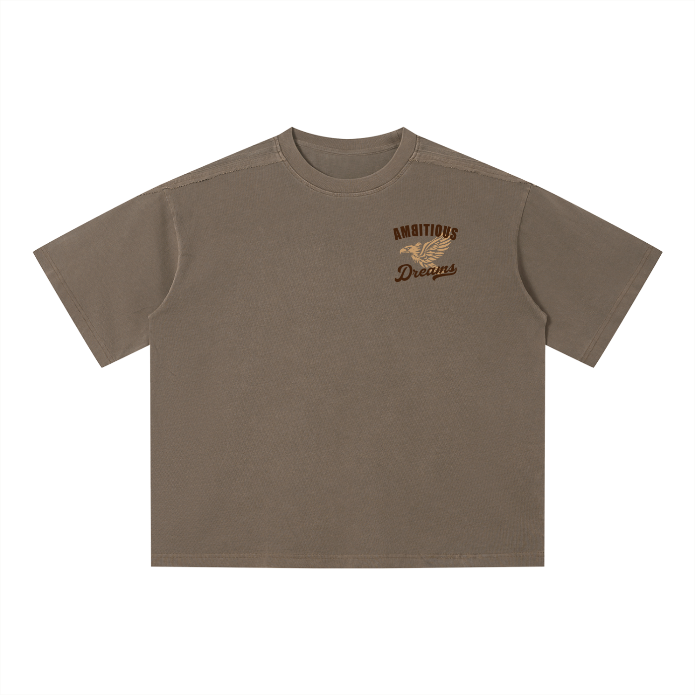 Ambitous Dreams Unisex Vintage Wash Boxy T-Shirt (Brown/Tan)