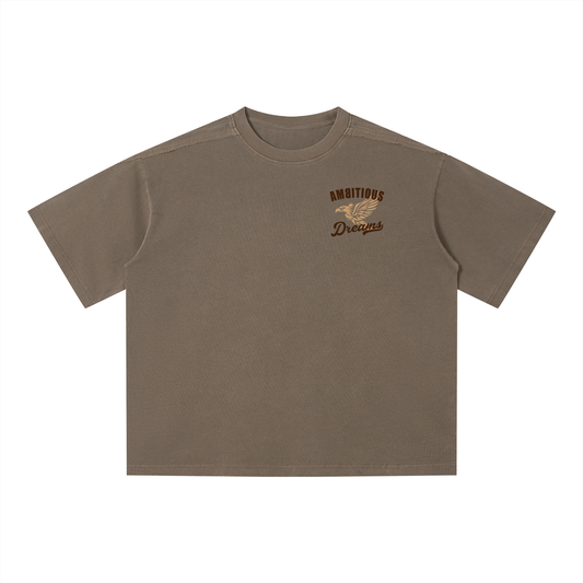 Ambitous Dreams Unisex Vintage Wash Boxy T-Shirt (Brown/Tan)