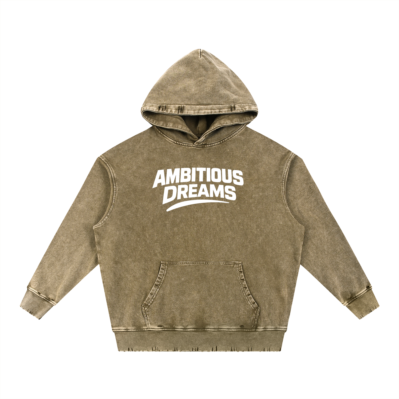 Ambitious Dreams Snow Wash Hand-Frayed Heavyweight  Hoodie