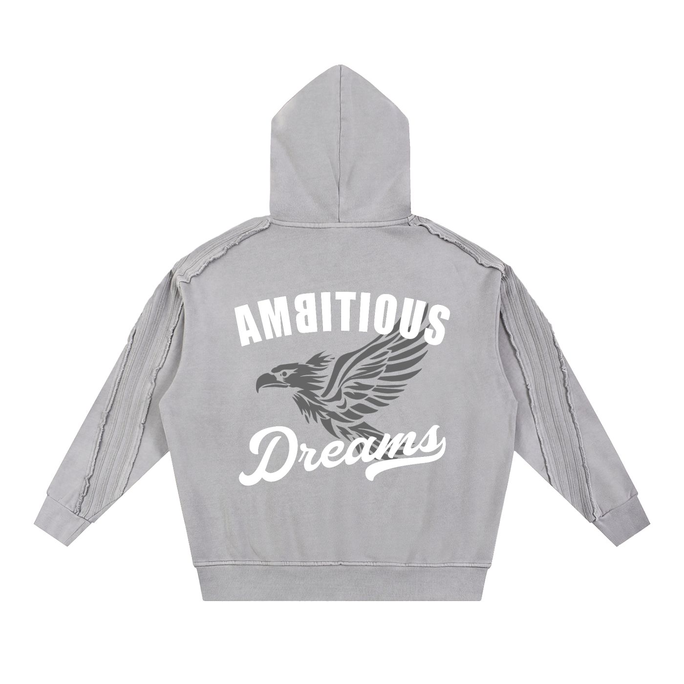 Ambitious Dreams Snow Washed Tape Raw Edge Hoodie