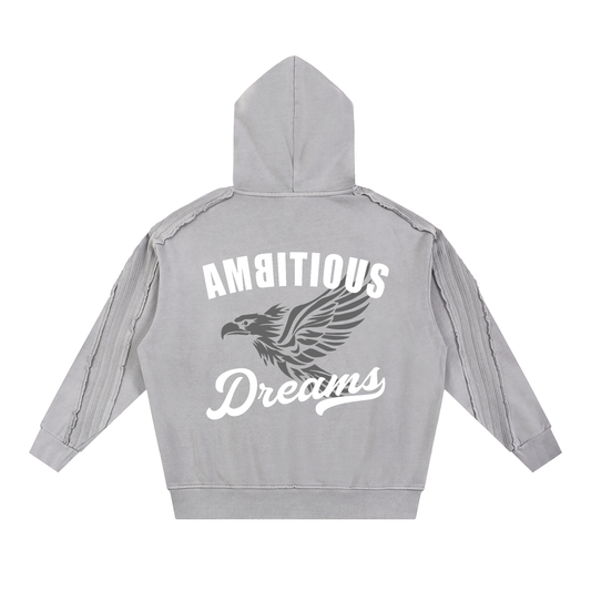 Ambitious Dreams Snow Washed Tape Raw Edge Hoodie