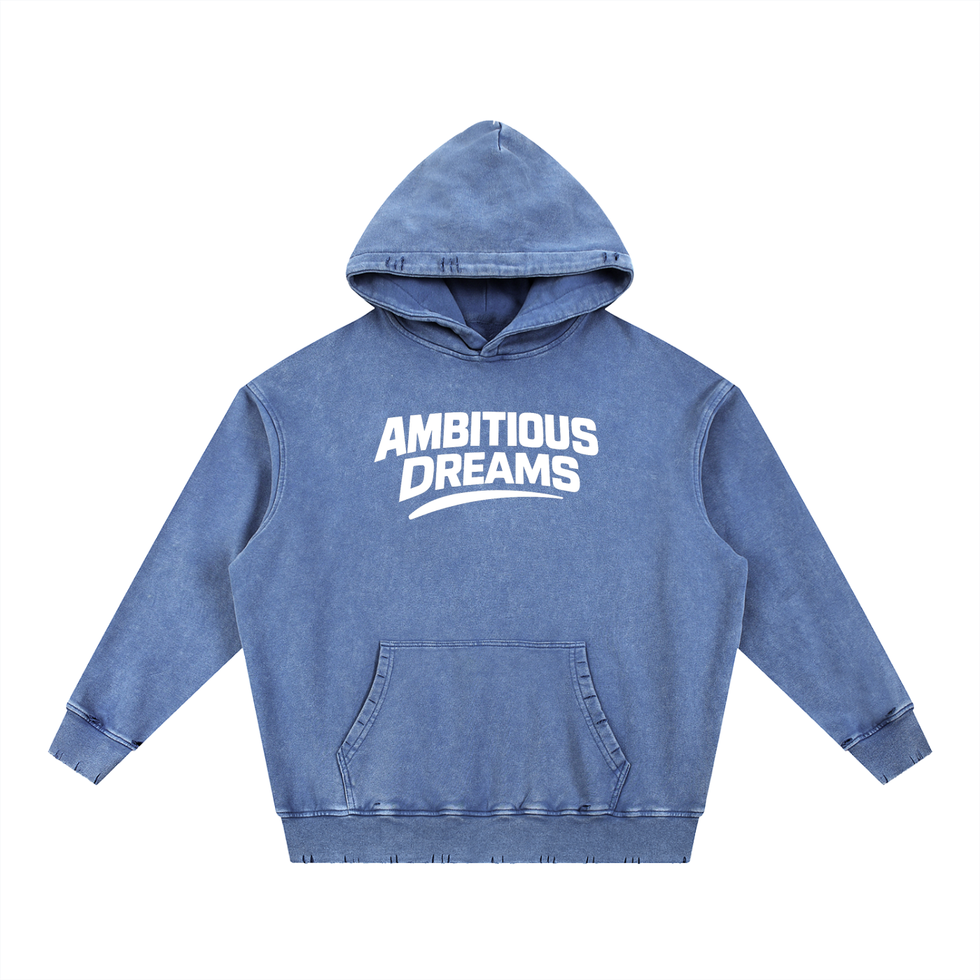 Ambitious Dreams Snow Wash Hand-Frayed Heavyweight  Hoodie