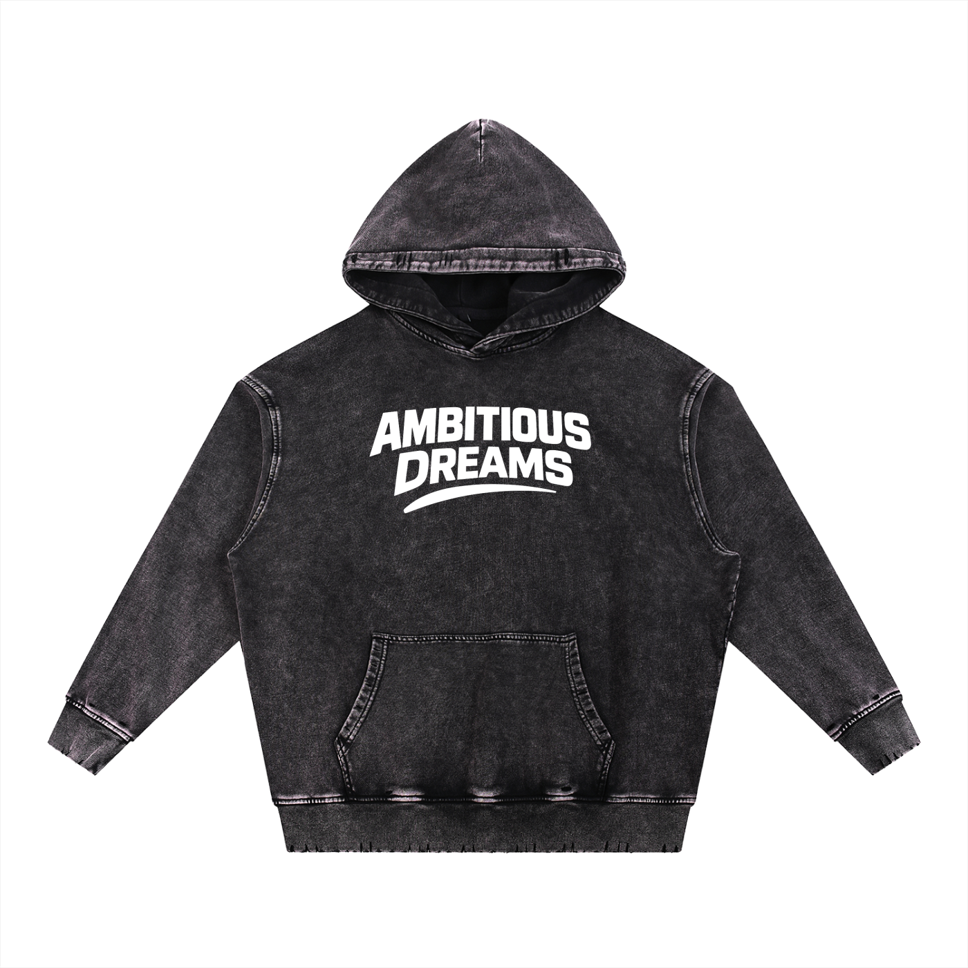 Ambitious Dreams Snow Wash Hand-Frayed Heavyweight  Hoodie