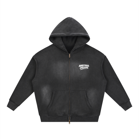 Ambitious Dreams Sunfade Two-way Zipper Boxy Fleece Hoodie