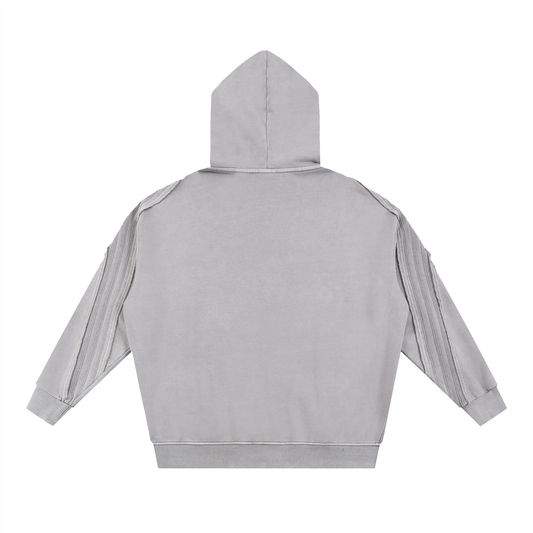 Ambitious Dreams Snow Washed Tape Raw Edge Zip Hoodie