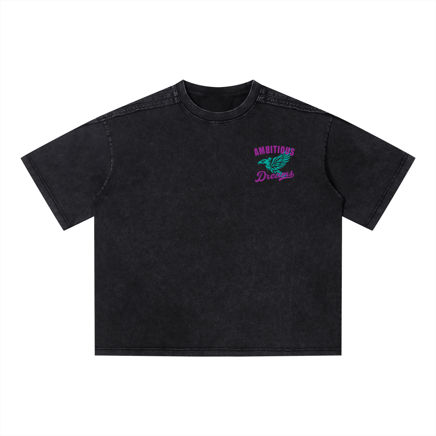 Ambitous Dreams Unisex Vintage Wash Boxy T-Shirt (Purple/Turqoise)
