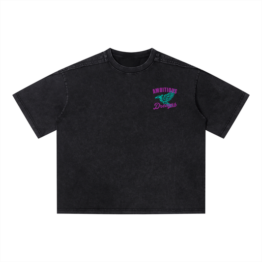 Ambitous Dreams Unisex Vintage Wash Boxy T-Shirt (Purple/Turqoise)