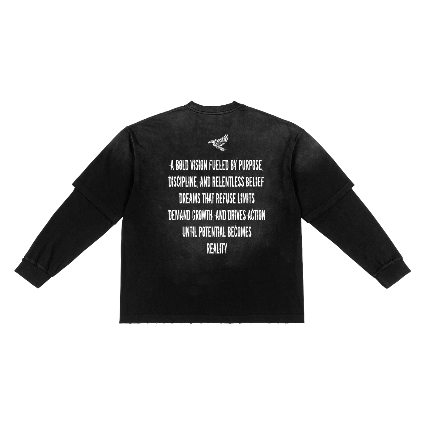 Ambitious Dreams "Define Ambitious Dreams" Sunfade Hand-Frayed Faux Two-Piece T-Shirt