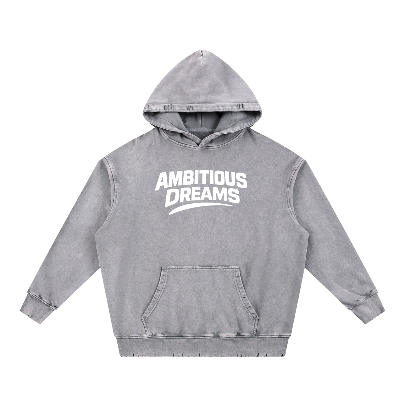 Ambitious Dreams Snow Wash Hand-Frayed Heavyweight  Hoodie