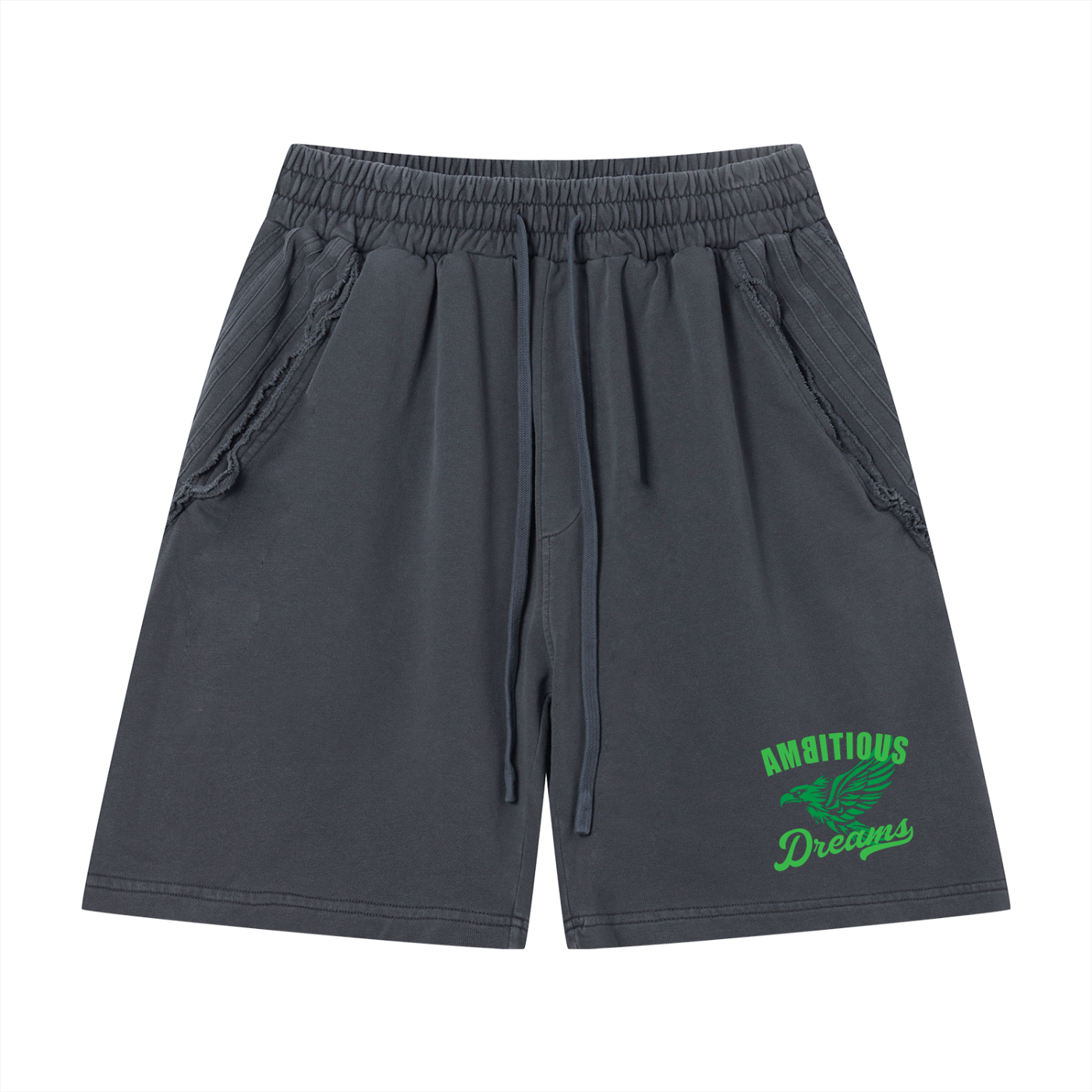 Ambitious Dreams Unisex Vintage Wash Raw Edge Shorts (Lime/Green)