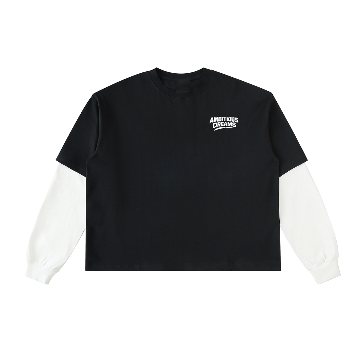 Ambitious Dreams "Define Ambitious Dreams" Layered Contrast Sleeve Cotton T-Shirt