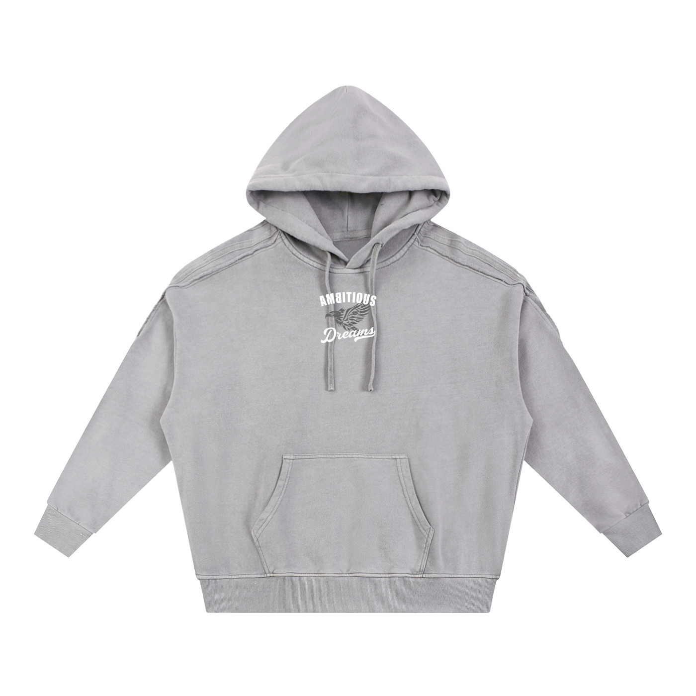Ambitious Dreams Snow Washed Tape Raw Edge Hoodie