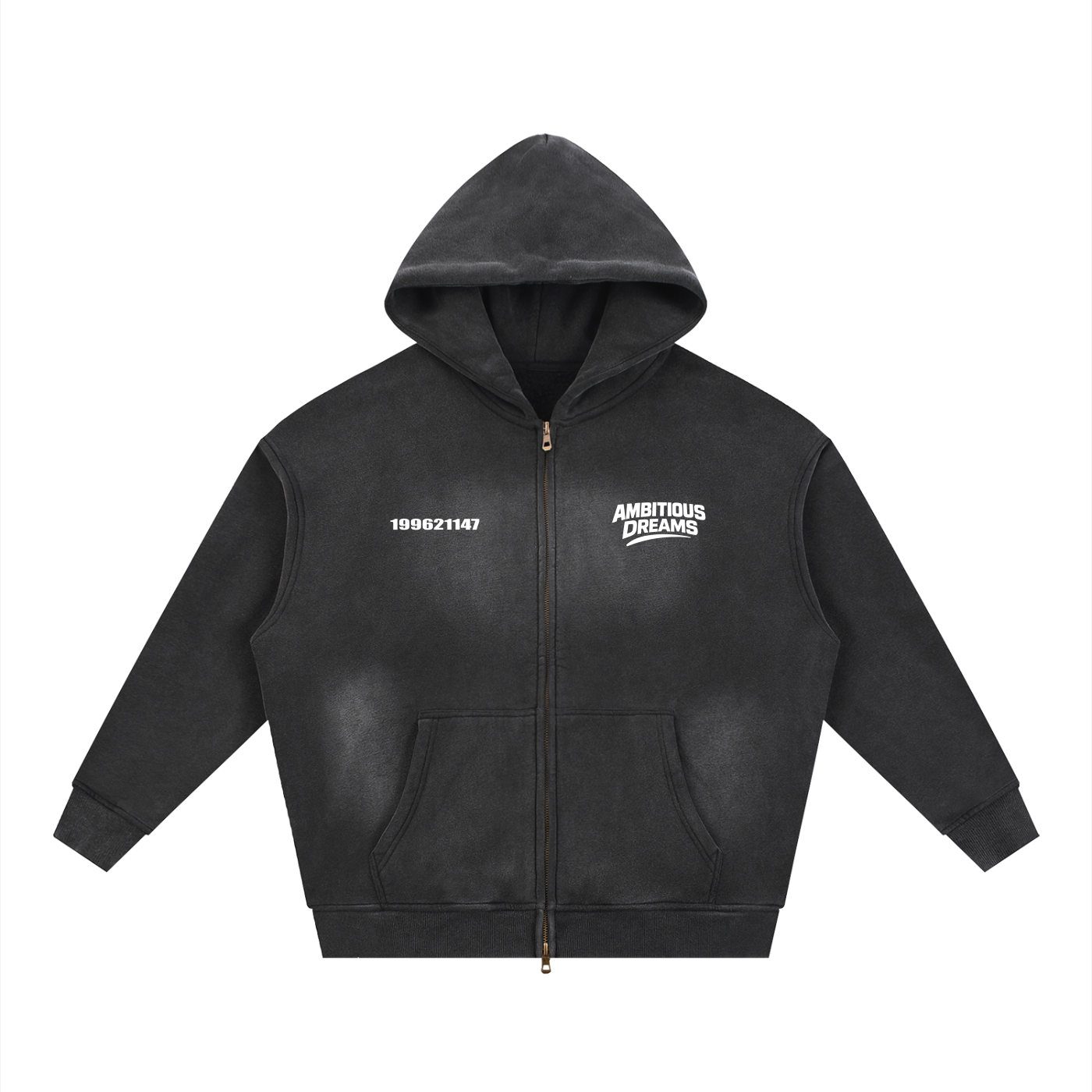 Ambitious Dreams Sunfade Two-way Zipper Boxy Fleece Hoodie
