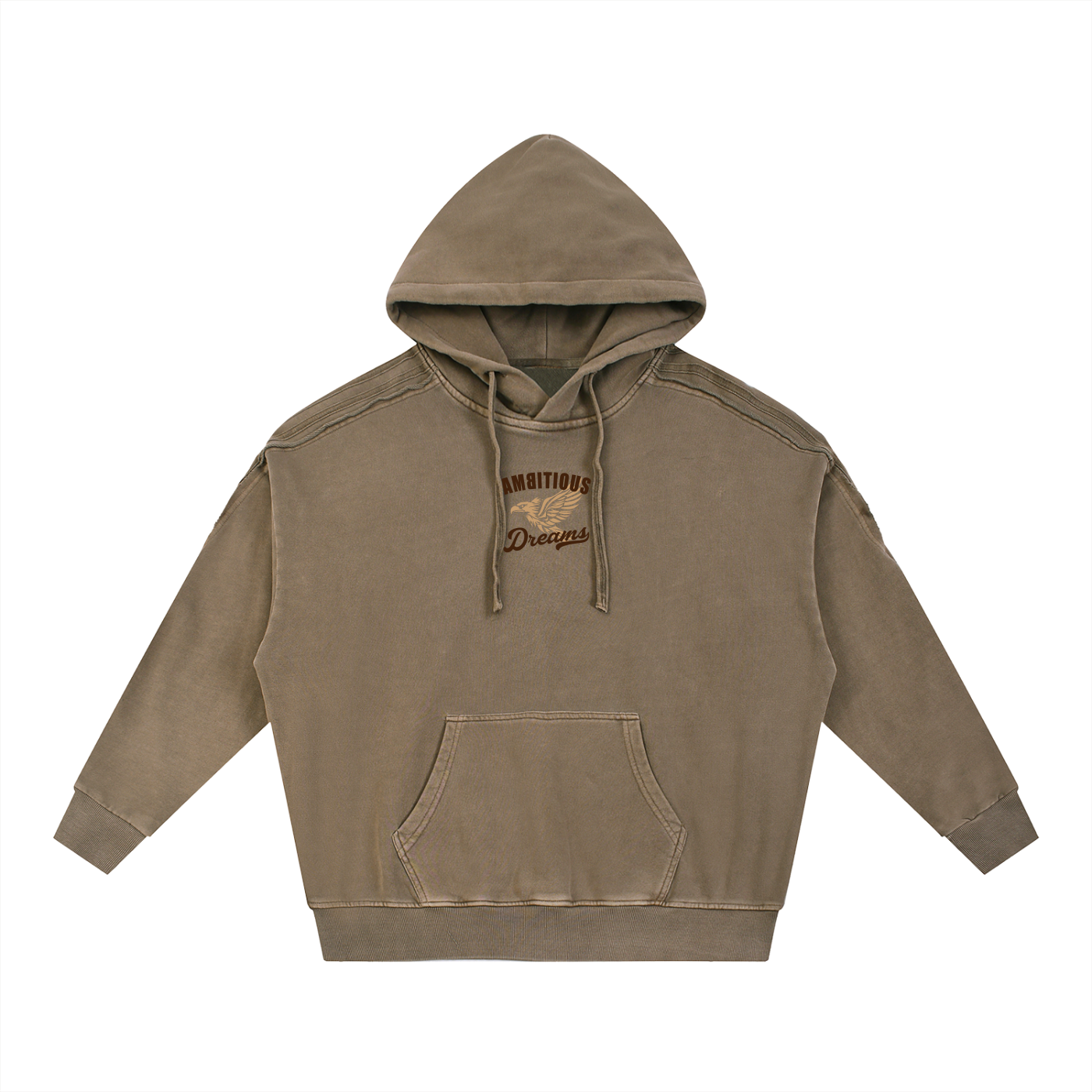 Ambitious Dreams Snow Washed Tape Raw Edge Hoodie